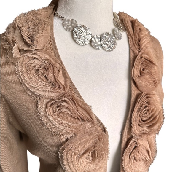 Red Floral 3-D Appliqué Cardigan Sweater - Picture 3 of 6